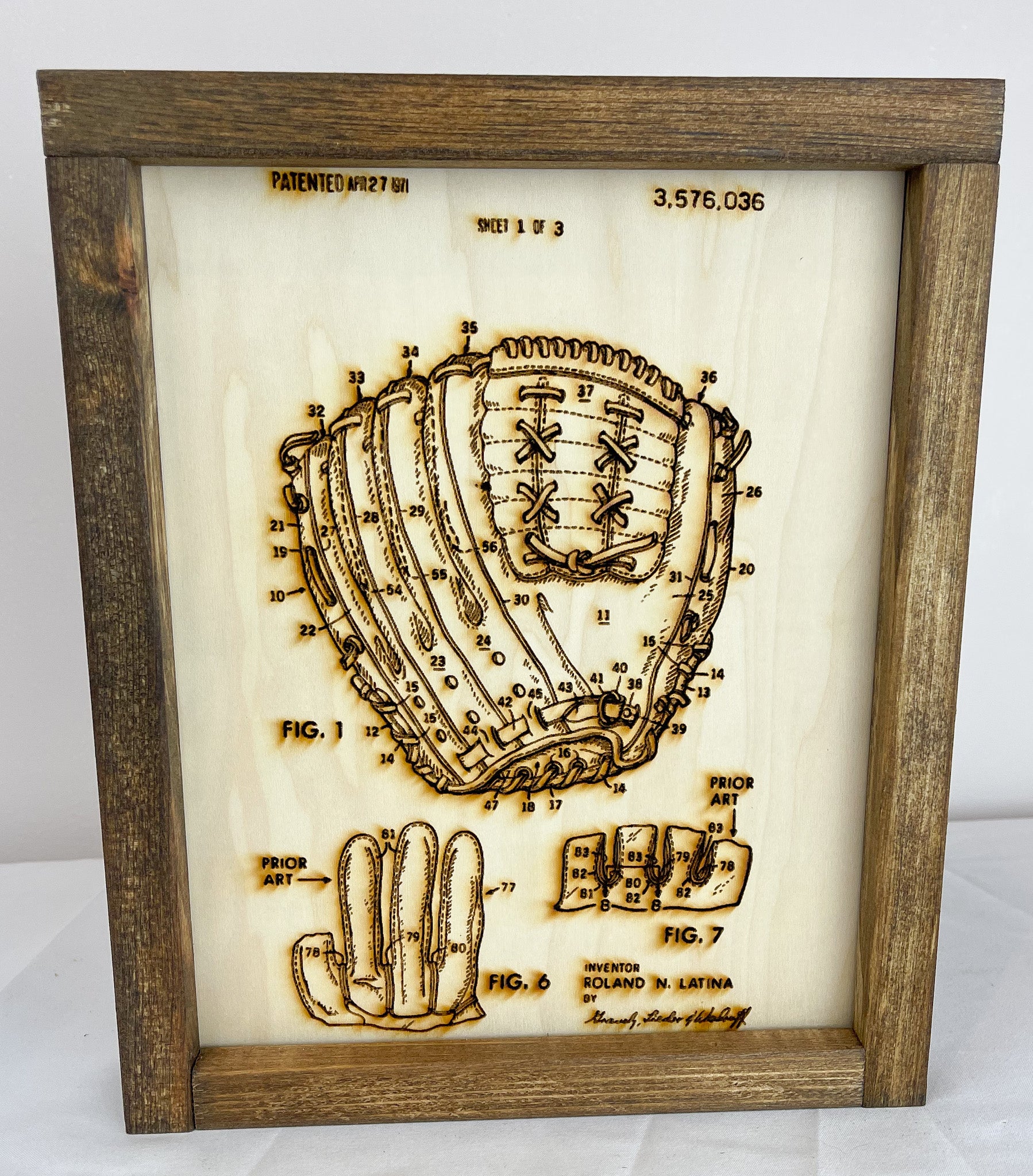Baseball Glove Patent Engraving Maple Lane Collections