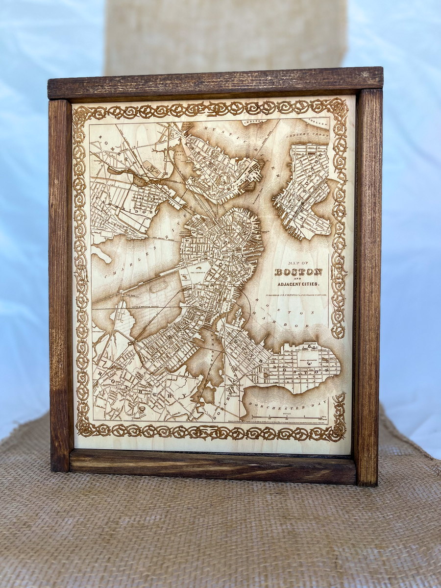 Vintage Map Of Boston Engraving