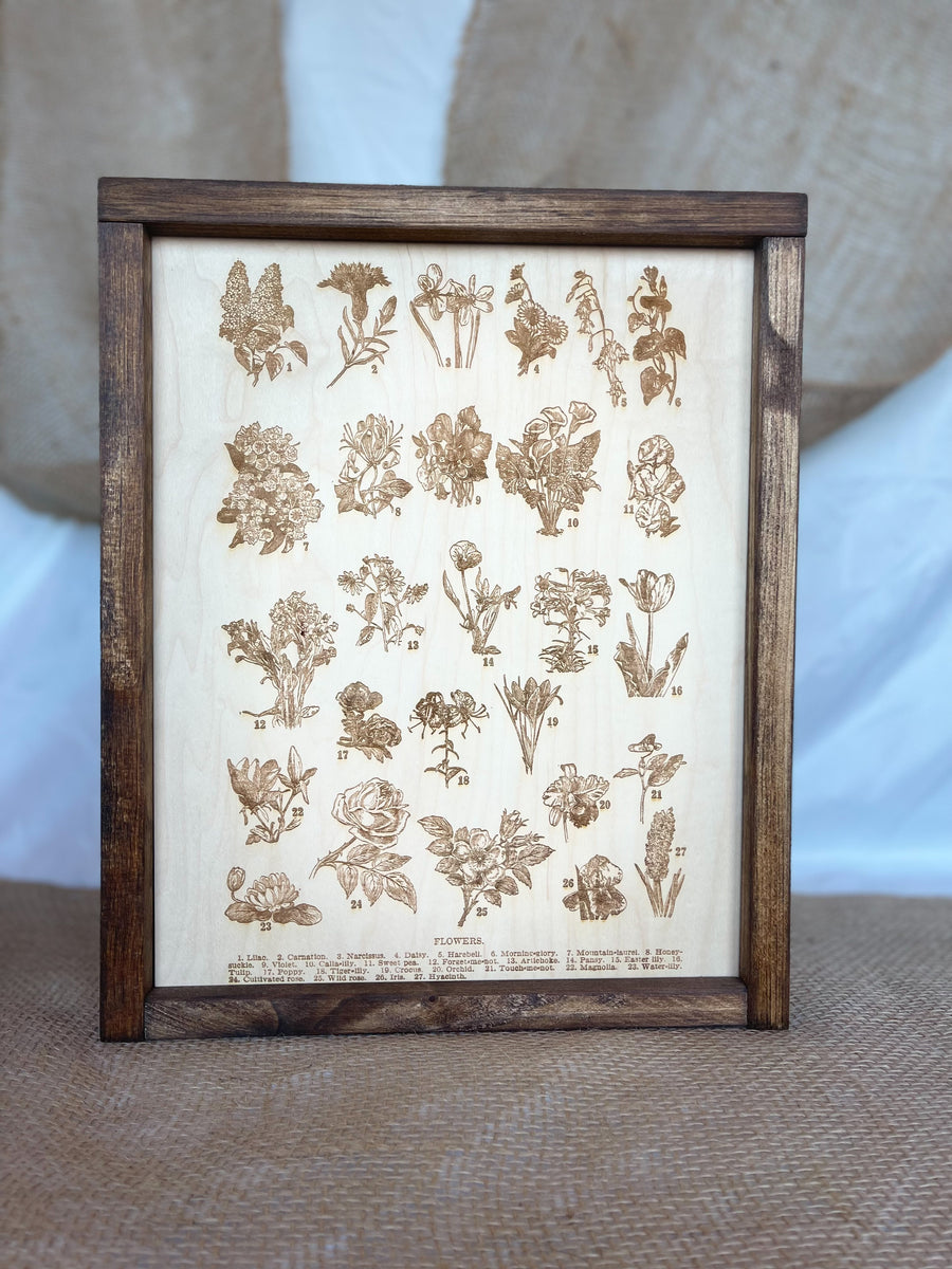 Vintage Flowers Engraving