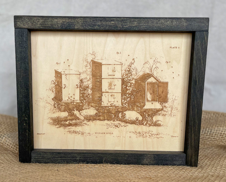Bee Hives Engraving